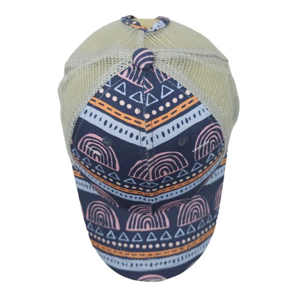 Latched Mama Rainbow Geometric Distressed Ponytail Mesh Strapback Cap Hat NEW - Picture 6 of 12